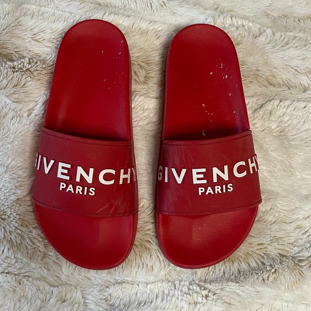Authentic Givenchy Logo Pool Slide 'Red' - image 1